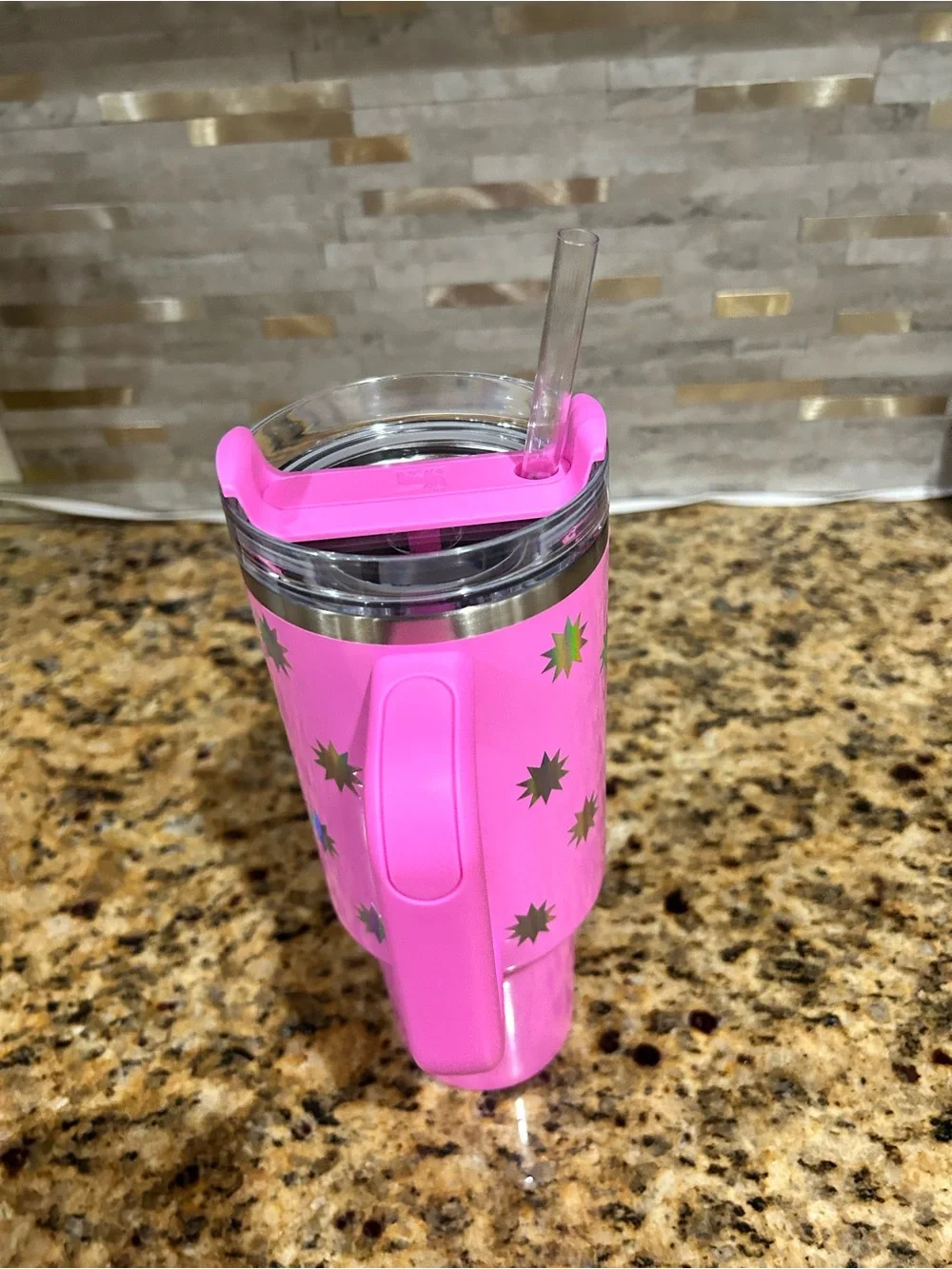 Stanley Pink Popsicle Starburst Stainless Travel Tumbler with Handle and Straw
